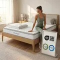 VIKTORIA Taschen Federkernmatratze 100x200 cm - Integrierter Topper; 25cm Höhe; H4, H3, H2 Misch-Härtegrad; 7 Zonen Matratze - Taschenfederkernma...