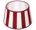 Brillibrum Design Lampenschirm gestreift Tischlampenschirm mit Streifenmuster für Lampenfassung E27 & E14 Streifen Design Tischleuchte oval rund Stoff (Rund: 20x15x12cm, Rot - Creme)