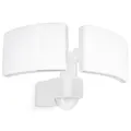 SSC-LUXon NORSU Außenleuchte mit Bewegungsmelder Doppel Strahler - Aussenlampe inkl. Eck-Adapter & Dämmerungssensor IP65 neutralweiß