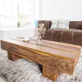 Massivholz Couchtisch BOLT - 100cm - natur - Sheesham lackiert - Wohnzimmertisch