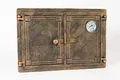 SEZAM doppelte Brotbackofentür aus Gusseisen mit Thermometer 500 °C, mit Türriegel, Pizzaofentür - Brotofen - Steinofentür, 48 x 3 x 32,5 cm, kupferfarbene Bemalung