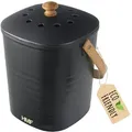HMF Nachhaltiger Biomülleimer Küche, Geruchsdichter Komposteimer mit Deckel, 3 Liter, Schwarz