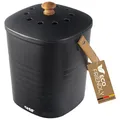 HMF Nachhaltiger Biomülleimer Küche, Geruchsdichter Komposteimer mit Deckel | 3 Liter | Schwarz