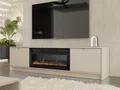 MIRJAN24 TV-Lowboard Tireno EF mit Kamin, TV-Tisch mit Klappe, Aluminiumgriff in der Farbe Gold (Farbe: Sandbeige)
