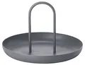 Zone Denmark Singles Tablett Rund, Dekotablett oder Serviertablett aus Metall für den Esstisch, Wohnzimmertisch oder das Badezimmer, mit Griff, Durchm. 20 cm, Höhe 13 cm, Cool Grey (Grau)