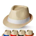 Sommerhut 'Salvador' Unisex - Karneval Zubehör für Damen & Herren im Trilby-Design - Panama Hut mit stylischem Klettverschlussband - Kopfbedeckung für Garten, Strand & Urlaub, Farbe:beige/weiß