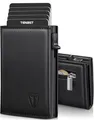 TENBST Geldbörse Herren, Slim Wallet Geldbeutel mit Münzfach & RFID Schutz, Leder Portmonee, 8 Fächer für Kreditkarten, Kartenetui Herren, Geschenke zum Vatertag - Schwarz