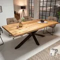 riess-ambiente Massiver Industrial Esstisch GALAXIE 180cm Mangoholz sternenförmiges Gestell Esszimmertisch Tisch - Naturbelassen