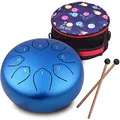 Musfunny Steel Tongue Drum Zungentrommel : 6 Zoll 8 Noten C-Dur Handpan Instrument - Stahlzungentrommel Schlaginstrument für Geburtstagsgeschenk Klangheilung Yoga Meditation(6 zoll Blau)
