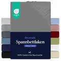 Dreamzie Premium Spannbettlaken 160x200 cm, Spannbetttuch für Dicke Matratzen bis zu 27 cm, Bettlaken 100% Jersey Baumwolle, 150 g/m², Oeko-TEX Zertifiziert - Anthrazit