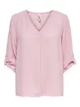JDY Damen Lange Freizeit Hemd Bluse 3/4 Ärmel Tunika Longshirt Loose Oberteil Locker Leicht JDYDIVYA, Farben:Rosa-2, Größe:42
