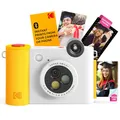 Kodak Smile+ 2-in-1 Digitale Sofortbildkamera & kabelloser Bluetooth-Fotodrucker - 10MP, Spezialeffekt-Drehobjektiv, Zink 2x3” Klebefotos, Drucken über Fun-App von Smart Devices - Weiß