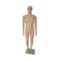 Relaxdays Schaufensterpuppe männlich, lebensgroß, 185 cm, Kopf & Arme beweglich, Schneiderpuppe mit Glasständer, beige