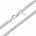 Amberta 925 Sterlingsilber Damen-Halskette - Rhombus Panzerkette - 2 mm Breite - Verschiedene Längen: 40 45 50 55 cm (45cm)
