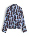 OPUS Damen Langarmbluse | FETRO Loose Printbluse aus ECOVERO™ Viskose Mix Water Blue, 38