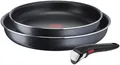 Tefal Pfannen-Set Ingenio XL Force, Pfannenset abnehmbarer Griff, Antihaftversiegelung, Aluminium (Set, 3-tlg., 2x Pfannen Ø 24/28 cm, 1x abnehmbarer Griff, Made in France), stapelbar, einfache Reinigung, NICHT induktionsgeeignet, L15891