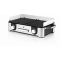 WMF Tischgrill, Schwarz, Silber, Metall, 28x18x50 cm, herausnehmbare Fettauffangschale, Warmhalteplatte, antihaftbeschichtet, Windschutz, Küchengeräte, Tischgrills & Fondues, Raclette-Grills
