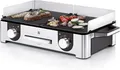 WMF Lono Master-Grill, Elektrogrill, 50x28 cm, Elektrogrill Tischgrill mit Windschutz und Auffangschale, Outdoorzertifiziert für Barbecue, 2 getrennt regulierbare Grillflächen, 2400 W, edelstahl matt