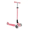 GLOBBER Primo Foldable Plus Lights Roller – Tretroller Kinder ab 3 Jahre - Scooter 120/80 mm - ABEC 5, 3-rädrig mit LED Rollen – höhenverstellbar – pastellrosa-pink