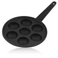 BBQ-Toro Gusseisen Poffertjes Pfanne mit Griff | Ø 20,5 x (H) 3 cm | Förtchenpfanne für 7 Förtchen | Preseasoned | Poffertjespfanne, Takoyaki Pfanne, Ochsenaugen Pfanne, Poffertjes Maker