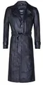 Infinity Leather Klassischer langer Trenchcoat in voller Länge aus schwarzem Leder für Herren XS