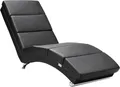 CASARIA® Relaxliege XXL London 186x89x55cm Ergonomisch Kunstleder Gepolstert 180kg Belastbarkeit Wohnzimmer Büro Innen Chaiselongue Relaxsessel Schwarz