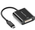 deleyCON USB C auf DVI Adapter Konverter - 1080p Full HD - USB C Stecker auf DVI Buchse - PC Laptop Smartphone auf TV Monitor Beamer - Schwarz