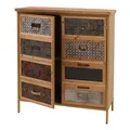 Mendler Apothekerkommode HWC-O79, Schrank Highboard Staufächer, Vintage Shabby-Look 94x80x35cm, weiß/blau ~ 139302