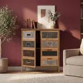 Mendler Apothekerkommode HWC-O79, Schrank Highboard Staufächer, Vintage Shabby-Look 94x80x35cm, weiß/blau