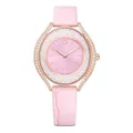 Swarovski Crystalline Aura Uhr, Schweizer Produktion, Lederarmband, Rosa, Roségoldfarbenes Finish
