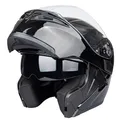 Helm für Motorräder Full-Face Motorcycle Helmet Tragbarer Integralhelme Flip-up Motorradhelm Zertifizierung von DOT (Gloss schwarz, M)