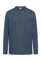 HANSEHELD Herren Fischerhemd - Blau Breit Gestreift L - GOTS