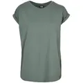 URBAN CLASSICS Kurzarmshirt Urban Classics Damen Ladies Extended Shoulder Tee (1-tlg) grün XS (34)
