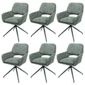 Mendler 6er-Set Esszimmerstuhl HWC-N74, Küchenstuhl, drehbar Auto-Return, Stoff Chenille (490g/m²) Öko-Tex - grün