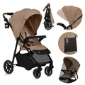 lionelo Kombi-Kinderwagen EMMA ONE, (Set), Wartungsfreie Räder/Einhand-Faltmechanismus/XXL-Verdeck, Beige Sand