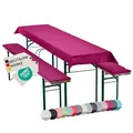 NYVI Bierbankauflagen Set NYVIGala 240x90 cm Beere - 1x Tischdecke für 220x70 cm Biertische & 2X Gepolsterte Auflage für 220x25 cm Bierbänke - Sitzauflage für Bierzeltgarnitur