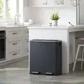 SONGMICS Mülleimer 60L mit Müllbeutel mit 2 Fächern 2 x 30 L aus Metall  Treteimer Abfalleimer Inneneimer aus Kunststoff Softclose luftdicht gra... - Grau