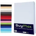 Buymax Spannbettlaken Buymax Jersey aus 100% Baumwolle, Jersey, Gummizug: Rundumgummi, (1 Stück), Pflegeleicht und Atmungsaktiv in Verschiedenen Farben und Größen weiß 120 cm x 200 cm