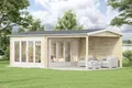 Alpholz Gartenhaus Freiburg-44 aus naturbelassenem Holz 755 x 399 cm mit 44 mm Wandstärke, Terrasse und Doppeltür