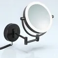 Libaro LED Kosmetikspiegel Modena schwarz – 360° Wand-Schminkspiegel mit Dimmer, Tageslicht-LEDs & 5x/10x Vergrößerung für perfektes Make-up