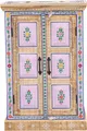 Marrakesch Handbemalte Kommode mit Türen aus Holz weiß 94cm hoch | Orientalische Deko kleines Sideboard Komode Adya Handarbeit für stilvolle Aufbewahrung & Vintage Deko im Wohnzimmer & Schlafzimmer