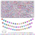 1600 Stück Bunte Brief Weiss Rund Acryl Alphabet Buchstaben Perlen 7x4mm Spac...