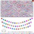 1600 Stück Bunte Brief Weiss Rund Acryl Alphabet Buchstaben Perlen 7x4mm Spacer