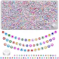 Buchstabenperlen Acryl 7x4mm 1600 Stück Schmuck Basteln Alphabet Zahlen Herz