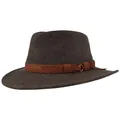 Breiter Rollbarer Outdoor Filz-Hut Trekking-Hut Wollhut 100% Wolle – Wasserabweisend & Faltbar – Kunstleder & Huteinlagen - Herren & Damen, Hellgrau - Fransen 58