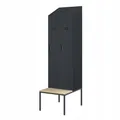 Jan Nowak Spind Metall mit Sitzbank Doppelspind abschließbar Sozialraumschrank Spindschrank Schließfachschrank Umkleideschrank mit 2 Abteilen für Betrieb Schule Fitness 229,5 x 85 x 60 cm