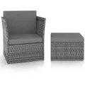 vidaXL Gartensessel mit Hocker Poly Rattan Anthrazit