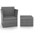 Gartensessel mit Hocker Poly Rattan Anthrazit Gartenstuhl Gartenmöbel vidaXL