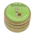 GICO Milchzahndose, Zahndose Milchzähne Bilderdose mit diversen Motiven aus Holz für Jungen und Mädchen mit Drehverschluss 44 mm (Lama)
