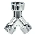 tecuro | 2-Wege-Verteiler Y-Verteiler Gabelstück | für Auslaufventile Wasserhahn | 3/4 Zoll IG (ÜWM) x 3/4 Zoll AG x 3/4 Zoll AG | Messing | glanzverchromt | 48839